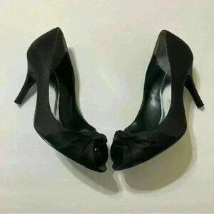 Monet Satin Heels wedding Dress up Size 8M Black Formal Party Cocktail Wedding